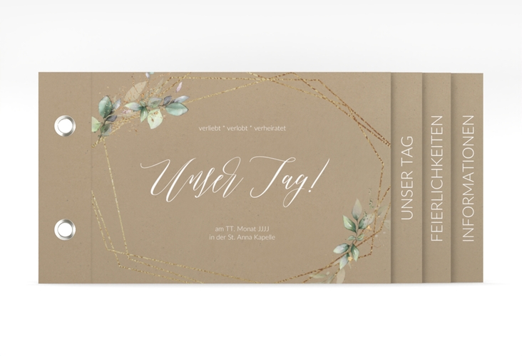 Hochzeitseinladung Greenish Booklet Kraftpapier hochglanz