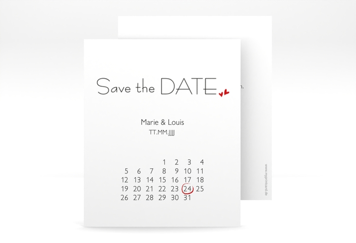 Save the Date-Kalenderblatt Twohearts Kalenderblatt-Karte
