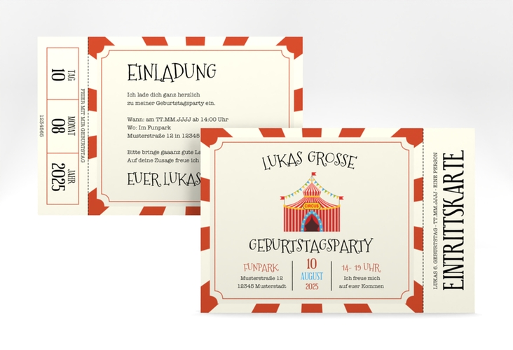 Einladungskarte Kindergeburtstag Zirkus A6 Karte quer