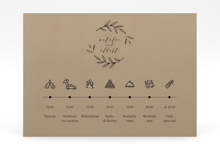 Tagesablauf Poster Hochzeit Naturelove 70 x 50 cm Poster schwarz