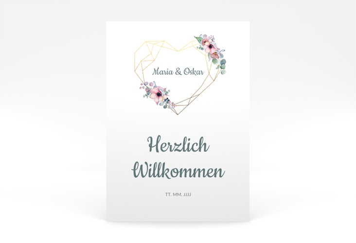 Willkommensschild Poster Herzgold 50 x 70 cm Poster