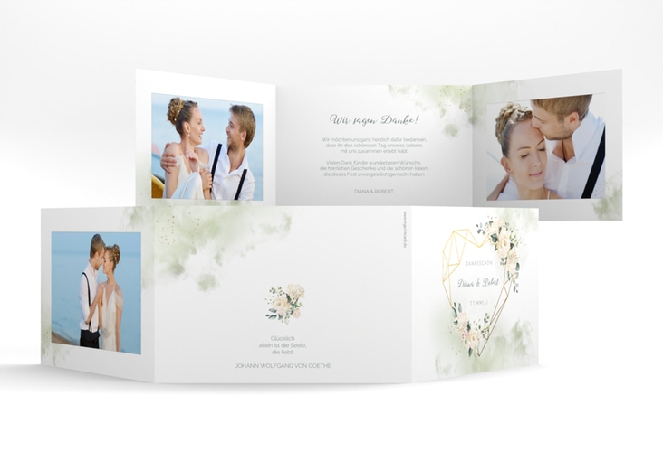 Danksagungskarte Hochzeit Adore A6 Doppel-Klappkarte gruen