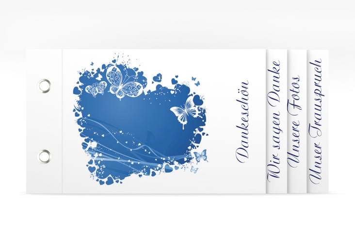 Danksagungskarte Hochzeit Mailand Booklet blau hochglanz