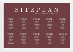 Klick: Details zu Sitzplan Leinwand Hochzeit "Simply" anzeigen Sitzplan Leinwand Hochzeit Simply 70 x 50 cm Leinwand rot
