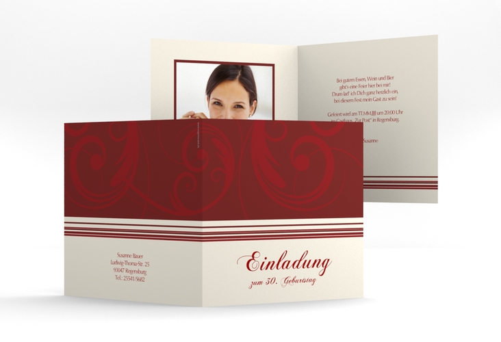 Einladungskarte "Katharina" quadratische Klappkarte