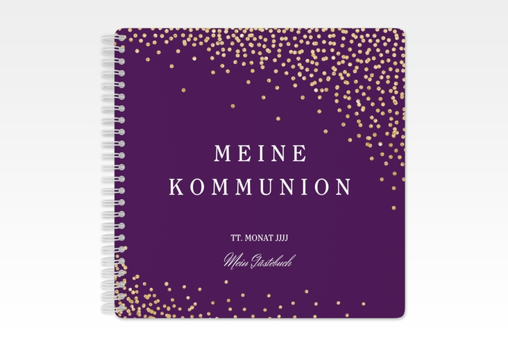 Gästebuch Kommunion Glanzvoll Ringbindung lila