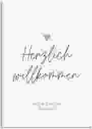 Willkommensschild Leinwand Herzschlag 50 x 70 cm Leinwand weiss schlicht und elegant mit Herzchen