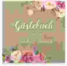 Gästebuch Selection Hochzeit Flowers Leinen-Hardcover Kraftpapier mit bunten Aquarell-Blumen