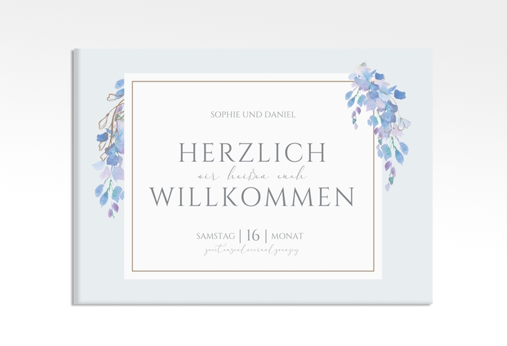 Willkommensschild Leinwand Blauregen 70 x 50 cm Leinwand mit Wisteria-Blüten