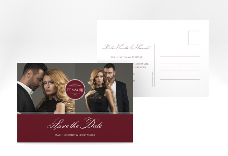 Save the Date-Postkarte Elegancy A6 Postkarte rot hochglanz