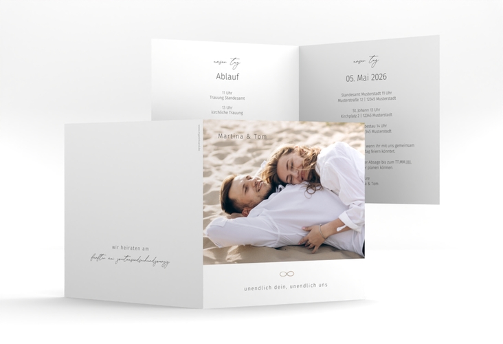 Hochzeitseinladung Unendlich Liebe quadr. Klappkarte weiss