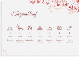 Klick: Details zu Tagesablauf Leinwand Hochzeit "Lilly" anzeigen Tagesablauf Leinwand Hochzeit "Lilly" 70 x 50 cm Leinwand pink
