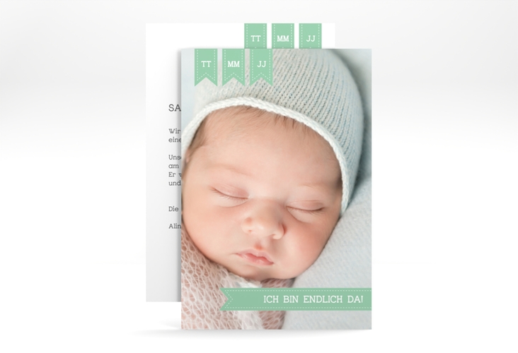 Geburtskarte Kinderlachen A6 Karte hoch mint