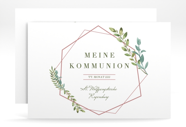 Kommunionseinladung Salbung A6 Karte quer rosa