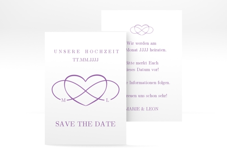 Save the Date-Visitenkarte Infinity Visitenkarte hoch lila hochglanz