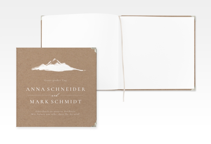 Gästebuch Selection Hochzeit Berghochzeit Leinen-Hardcover Kraftpapier mit Berg-Motiv