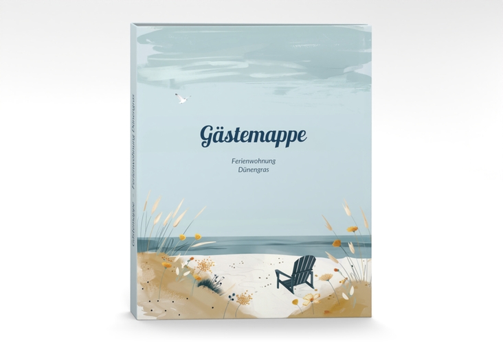 Gästemappe Ferienwohnung A4 Dünengras Gästemappe A4 mit Strand-Stuhl am Meer