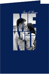Menükarte Hochzeit Letters A5 Klappkarte hoch blau