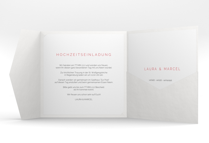 Hochzeitseinladung Fingerprint Pocketfold rot schlicht mit Fingerabdruck-Motiv