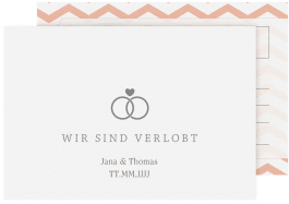 Klick: Details zu Verlobungskarte Hochzeit "Avery" anzeigen Verlobungskarte Hochzeit "Avery" DIN A6 Postkarte weiss