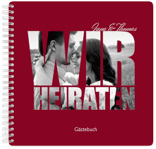 Gästebuch Hochzeit Letters Ringbindung rot