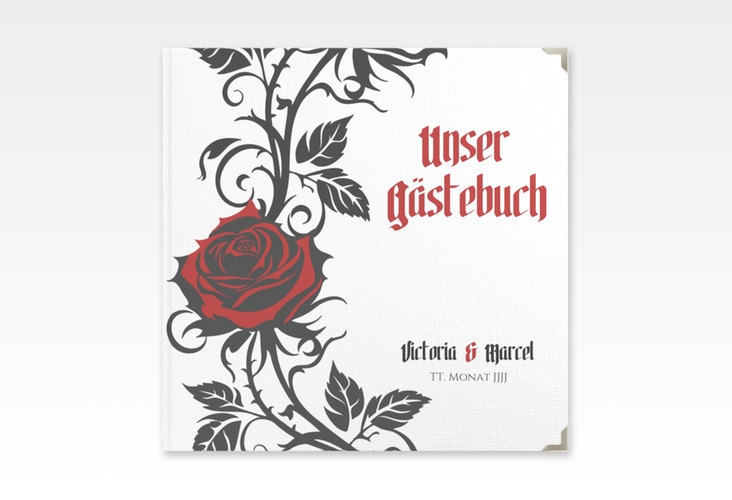 Gästebuch Selection Hochzeit Red Rose Leinen-Hardcover weiss