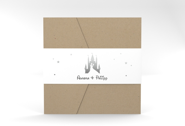 Hochzeitseinladung Castle Pocketfold grau
