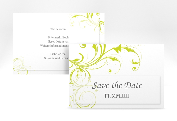 Save the Date-Karte Hochzeit Palma A6 Karte quer gruen hochglanz
