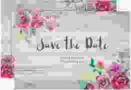 Save the Date-Karte Flourish A6 Karte quer weiss mit floraler Bauernmalerei auf Holz