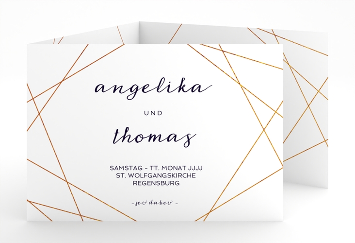 Hochzeitseinladung Asymmetry A6 Doppel-Klappkarte weiss hochglanz