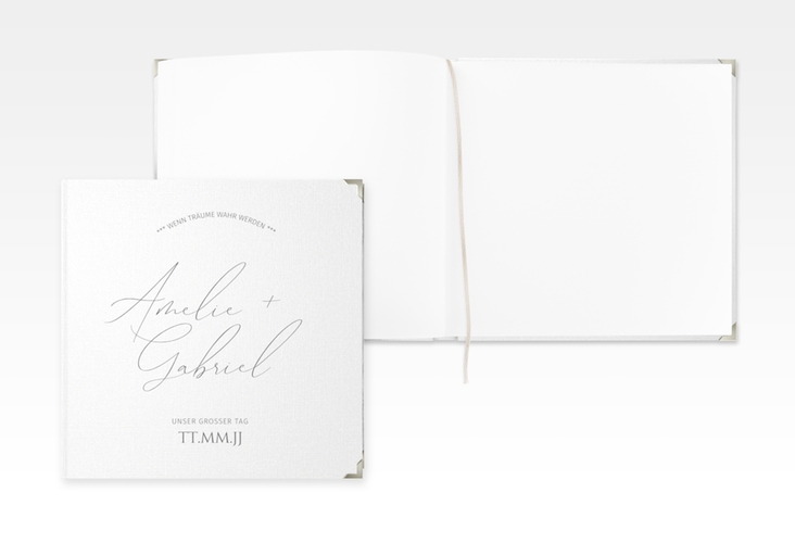 Gästebuch Selection Hochzeit Federschrift Leinen-Hardcover weiss in schlichtem Design mit Kalligrafie