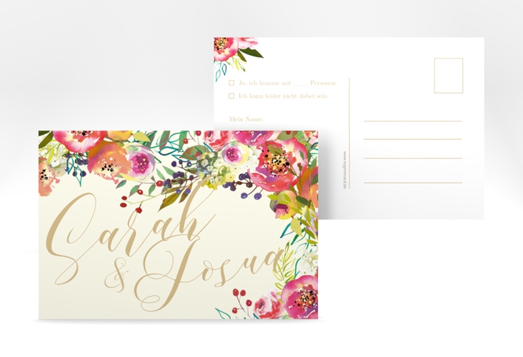 Antwortkarte Hochzeit Flowerbomb A6 Postkarte