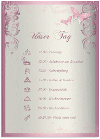 Klick: Details zu Tagesablauf Leinwand Hochzeit "Toulouse" anzeigen Tagesablauf Leinwand Hochzeit "Toulouse" 50 x 70 cm Leinwand rot