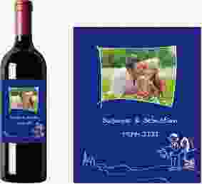 Weinflaschenetikett Hochzeit Pisa Etikett Weinflasche 4er Set blau
