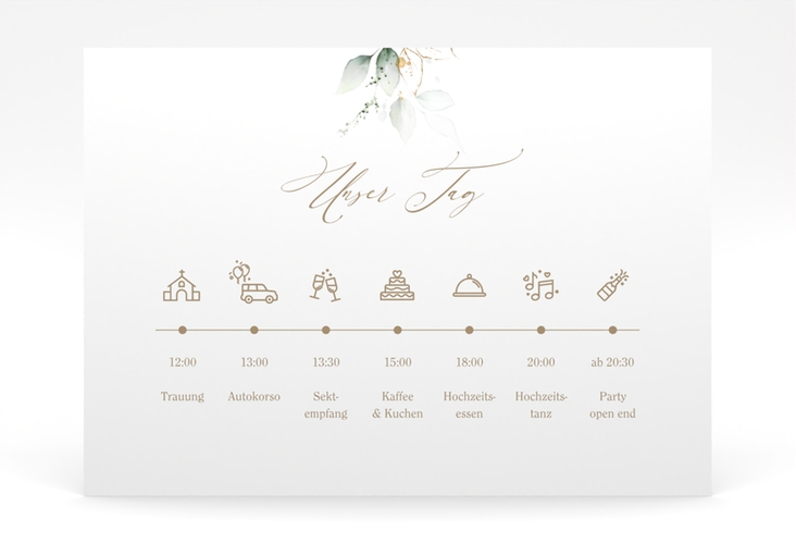 Tagesablauf Poster Hochzeit Selvatica 70 x 50 cm Poster mit Eukalyptus-Kranz
