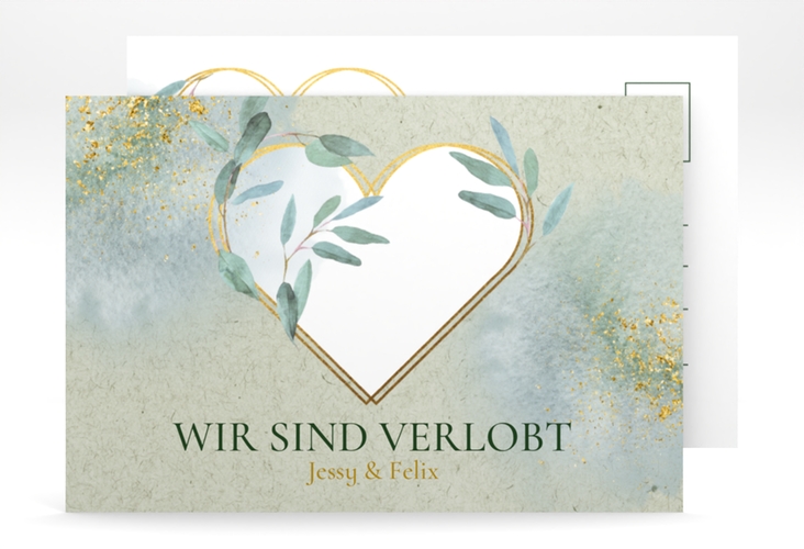Verlobungskarte Hochzeit Amore A6 Postkarte gruen