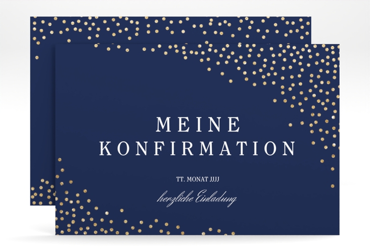 Einladung Konfirmation Glossy A6 Karte quer blau hochglanz