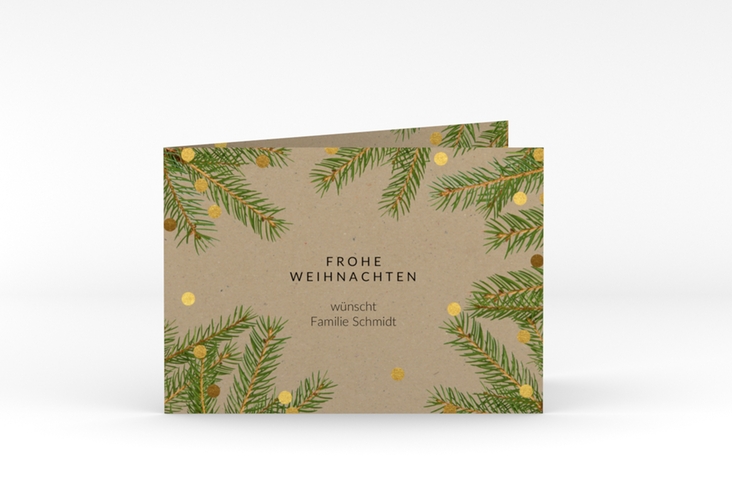 Weihnachtskarte Advent A6 Klappkarte quer Kraftpapier hochglanz