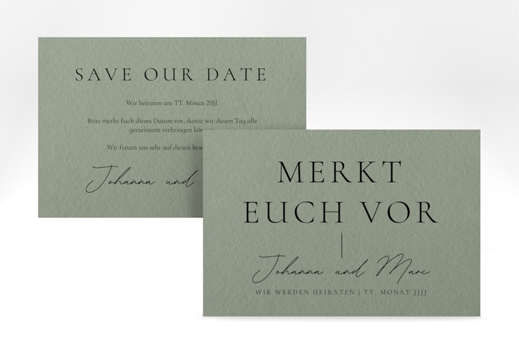 Save the Date-Karte Hochzeitsfreude A6 Karte quer gruen hochglanz