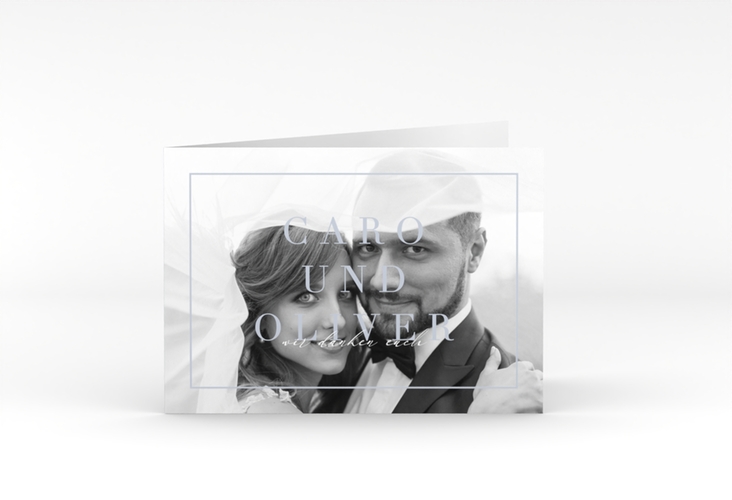 Danksagungskarte Hochzeit Moment A6 Klappkarte quer blau hochglanz