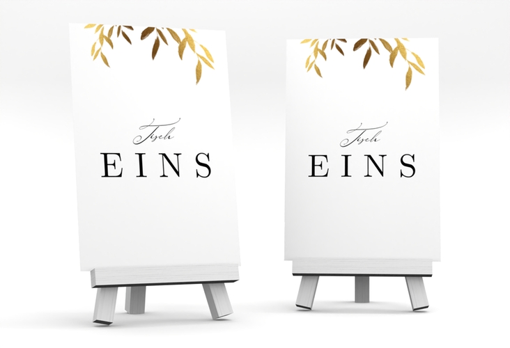 Tischnummer Hochzeit Demure Tischaufsteller weiss hochglanz