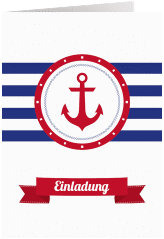 Einladung 30. Geburtstag Ahoi A6 Klappkarte hoch blau