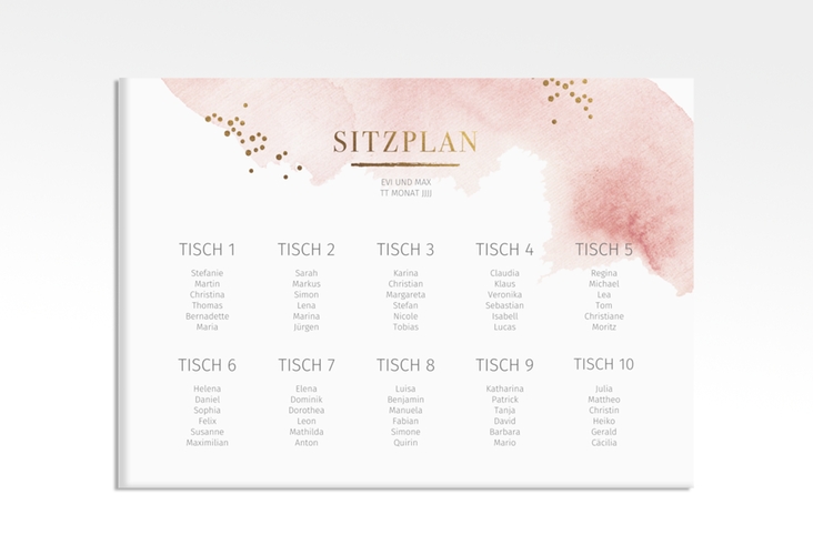 Sitzplan Leinwand Hochzeit Pastell 70 x 50 cm Leinwand