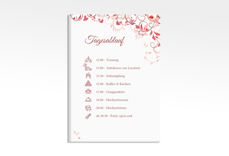 Tagesablauf Leinwand Hochzeit Lilly 50 x 70 cm Leinwand rot
