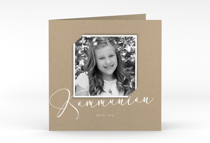 Danksagung Kommunion Heilig quadr. Klappkarte Kraftpapier
