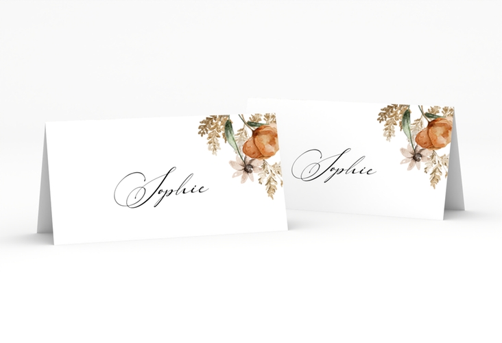 Tischkarte Hochzeit Wildfang Tischkarten weiss mit getrockneten Wiesenblumen