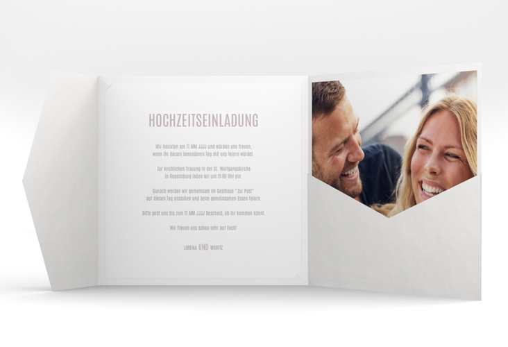 Hochzeitseinladung Memory Pocketfold grau