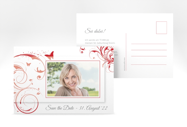 Save the Date-Postkarte Geburtstag Papillon A6 Postkarte