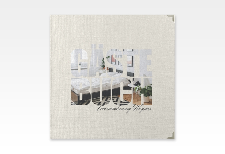 Gästebuch Selection Ferienwohnung Apartment Leinen-Hardcover beige in modernem Typografie-Design
