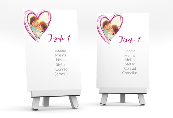 Tischaufsteller Hochzeit Liebe Tischaufsteller pink hochglanz